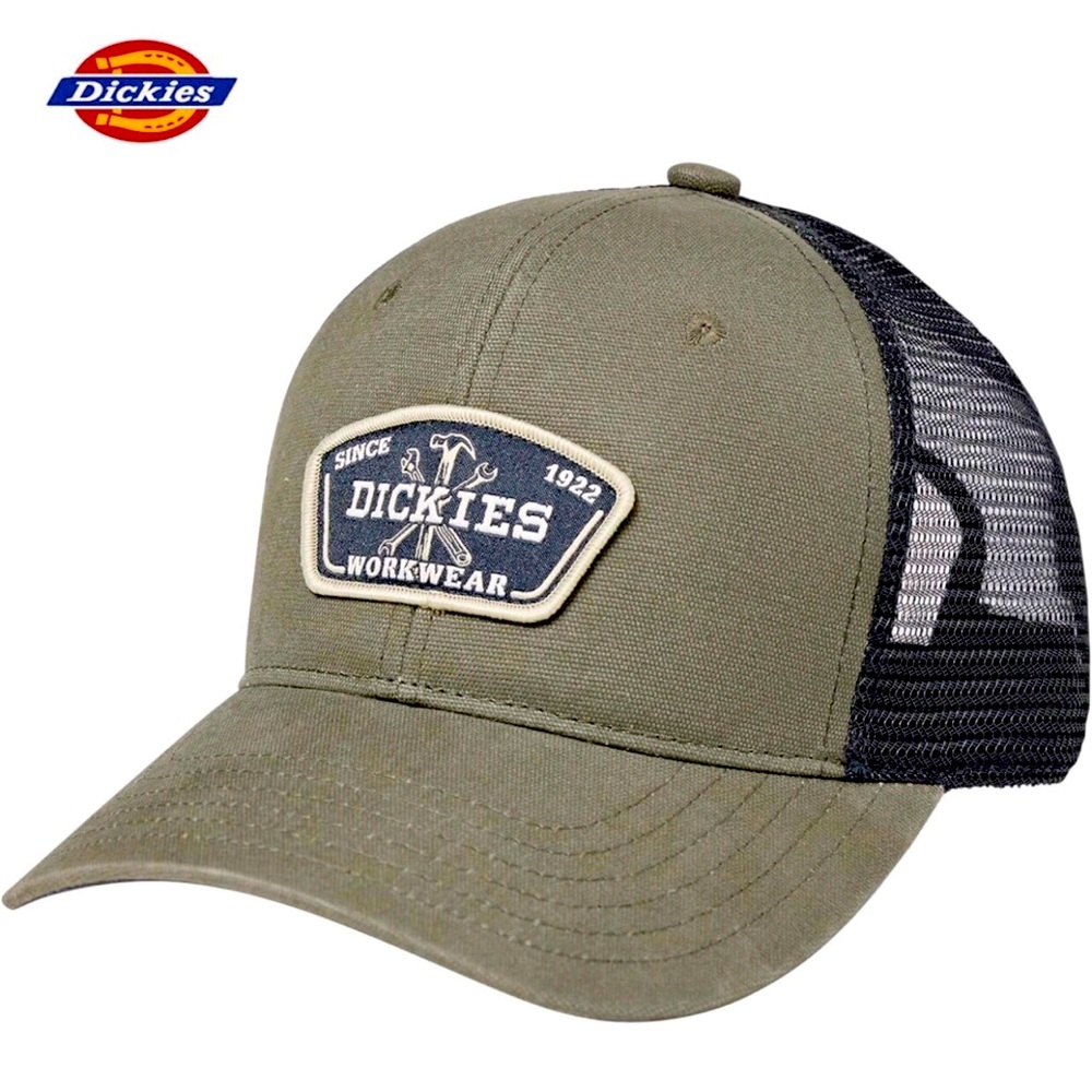 NEW DICKIES Hat Workwear Patch Canvas Trucker Cap Moss Green One Size Men’s